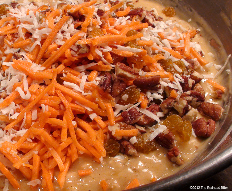 Carrots, raisins, pecans and coconuts!