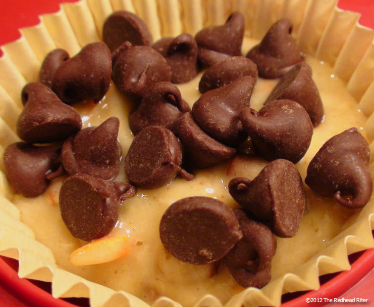 Chocolate Chips on top the muffins