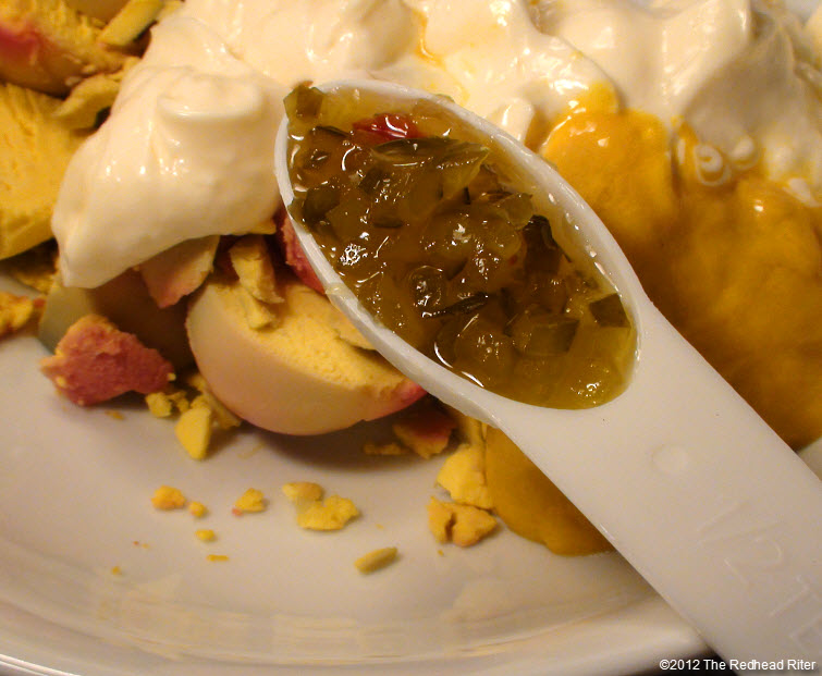 add mayo, mustard and relish to yolks add mayo, mustard and relish to yolks