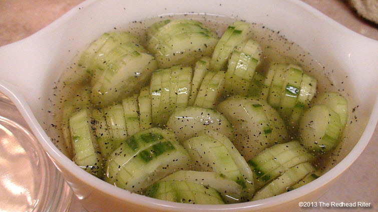 cucumbers peeled add vinegar